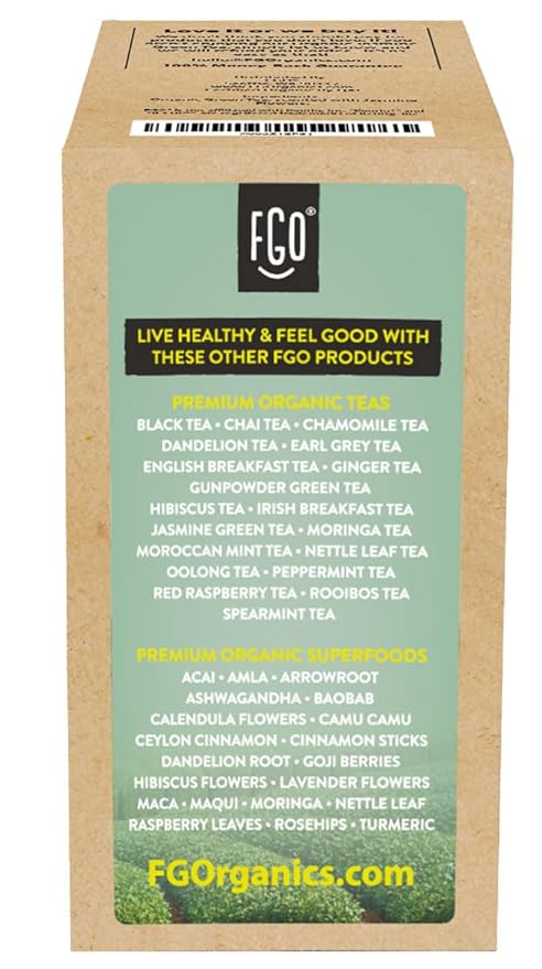 FGO Organic Jasmine Green Tea K-Cup Pods for Keurig, 24 Count (Pack of 1), Premium Green Tea is USDA Organic, Non-GMO, & Recyclable with Naturally Occurring Caffeine