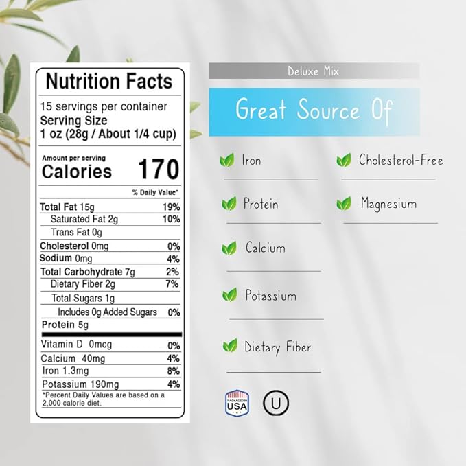 Jaybee’s Unsalted Mixed Nuts | 32 oz | Gourmet Roasted Deluxe Nut Mix with Cashews, Almonds, Pecans, Hazelnuts, Brazil Nuts (No Peanuts) | Keto, Vegan Friendly, Kosher, Healthy Snacks