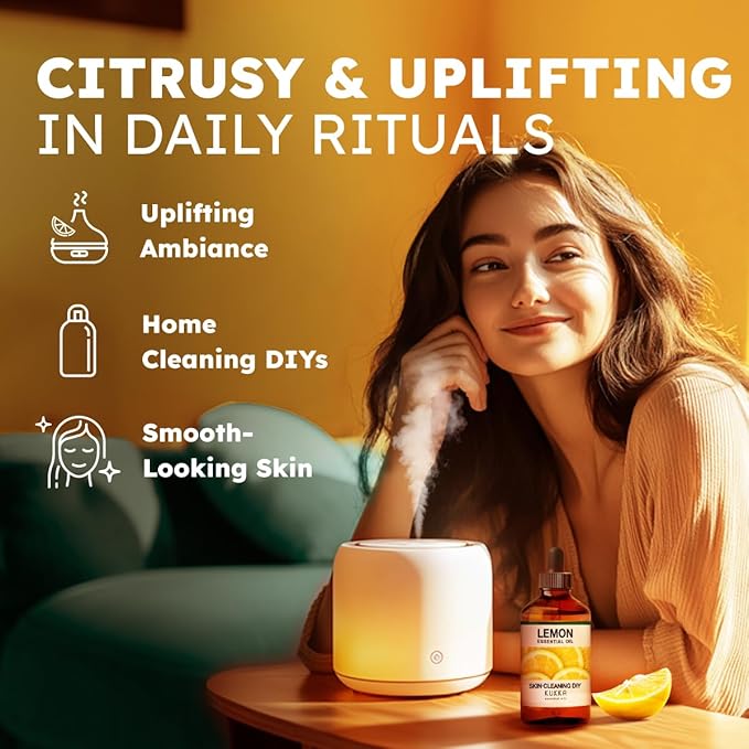 KUKKA Lemon Essential Oils - 4 Fl Oz - for Hair, Skin, Diffuser, Aromatherapy & DIY Soap Making Scent