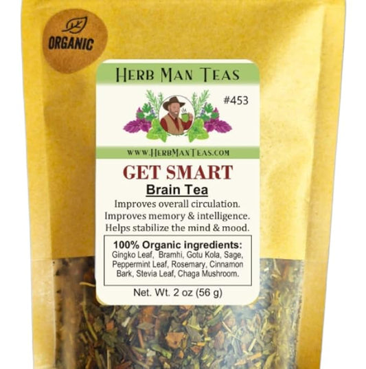 Brain & Memory Tea – With Ginkgo, Gotu Kola & Chaga – Supports focus, memory & clarity – Organic, caffeine-free tea for students, professionals & seniors – Formulated by Khabir Southwick