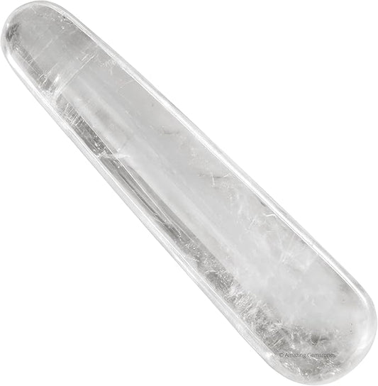 Amazing Gemstone Clear Quartz Crystal Wand Massage Stick - Pelvic Wand Gua Sha for Adults - Crystals and Healing Stones Massage Wands for Adults Gifts (Smooth)
