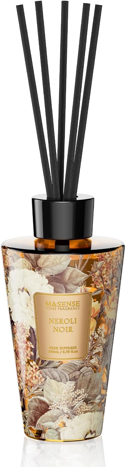 M&SENSE Neroli Noir Reed Diffuser Set - 8.79fl oz Home Freshner Fragrance Non-Toxic Essential Oil Diffuser with Natural Sticks, Air Freshner Gifts for Bedroom Bathroom