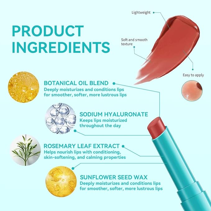 4 PCS Lip Tint Hydrating, Moisturizing Tinted Oil Balm, Stain Peel off Lipstick Gloss Set, Long Lasting Waterproof Non-stick Natural Ingredients Moisture Makeup Cup for Women(Clear Shimmer)