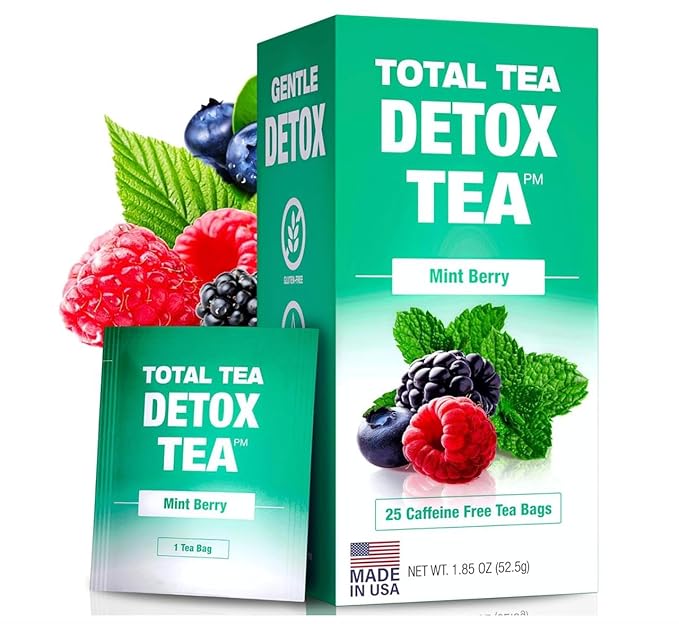Total Tea Slimming Detox Tea for a Healthy Weight Support - Caffeine Free - Herbal Tea with Chamomile, Hibiscus, Ginger Root for Colon Cleanse - Natural Mint Tea for Digestive Health