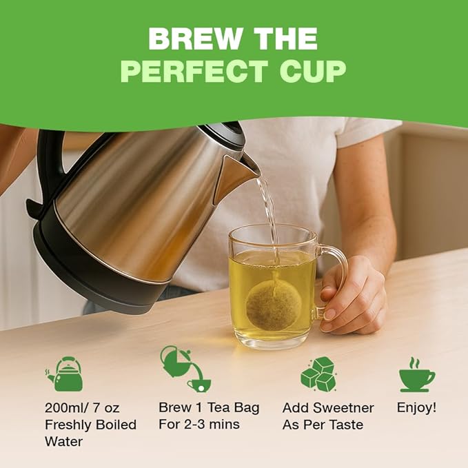 HANDPICK, Organic Moringa Tea Bags (100 Count), Pure Moringa Leaves | Authentic Indian Origin | Caffeine Free, Non GMO | Earthy, Light & Refreshing | Round Eco-conscious Teabags