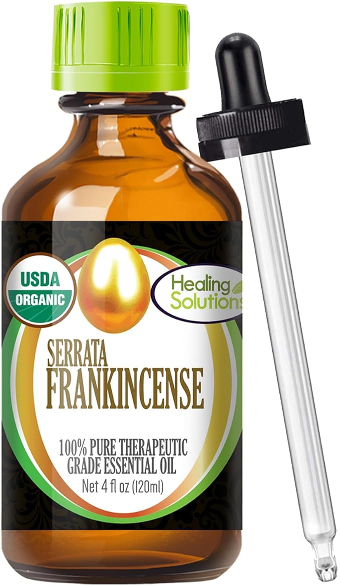 Healing Solutions HSO - 4 oz Organic Frankincense Essential Oil, Frankincense Oil for Skin, face Relief - 120 ml