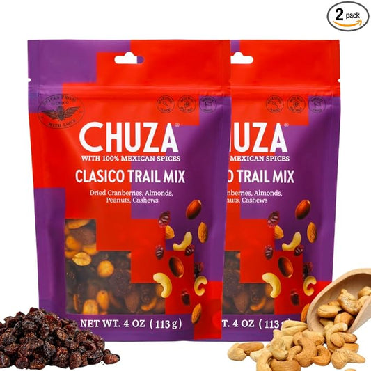 CHUZA Clasico Trail Mix – Semi Spicy Sweet Snack with 100% Mexican Spices – Dried Cranberries, Almonds, Peanuts & Cashews – High Protein, Gluten-Free – 4 oz