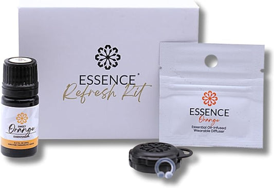 Essence Wearable Aromatherapy Nasal Diffuser – Orange Essential Oil Nose Ring Silicone Inhaler for Stress & Mood Support - Made in USA & Travel-Friendly