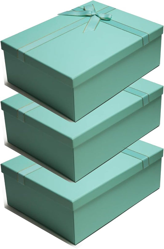Green Gift Boxes with Lids, 3 Pack Small Gift Boxes 8.6 x 6.5 x 3.3 Inches, Versatile Empty Gift Box for Present Wrapping