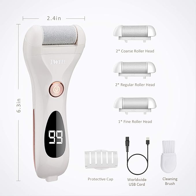 Callus Remover for Feet Shaver Rechargeable Electric Foot File Pedicure Tools for Feet Professional Callous Shaver Waterproof Pedicure kit for Cracked Heels and Dead Skin