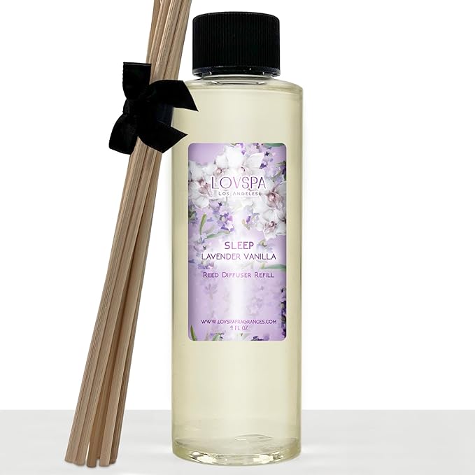 LOVSPA Lavender Vanilla Diffuser Oil - Luxury Essential Oils for Diffuser Refill & Air Freshener Room Spray - Long-Lasting & Natural Home Fragrance, Scented Oil for Diffusers, USA Made, 4oz