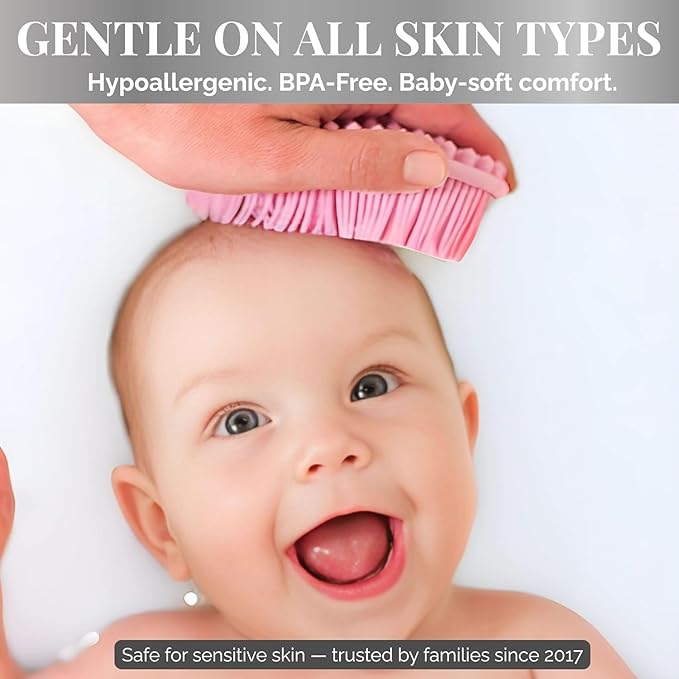 Avilana Silicone Body Scrubber – Gentle Shower Brush & Loofah Alternative- Food Grade & Lab Tested – Fast-Drying, Hygienic, BPA-Free Silicone Body Gentle Exfoliator (Dark Gray, Massage)