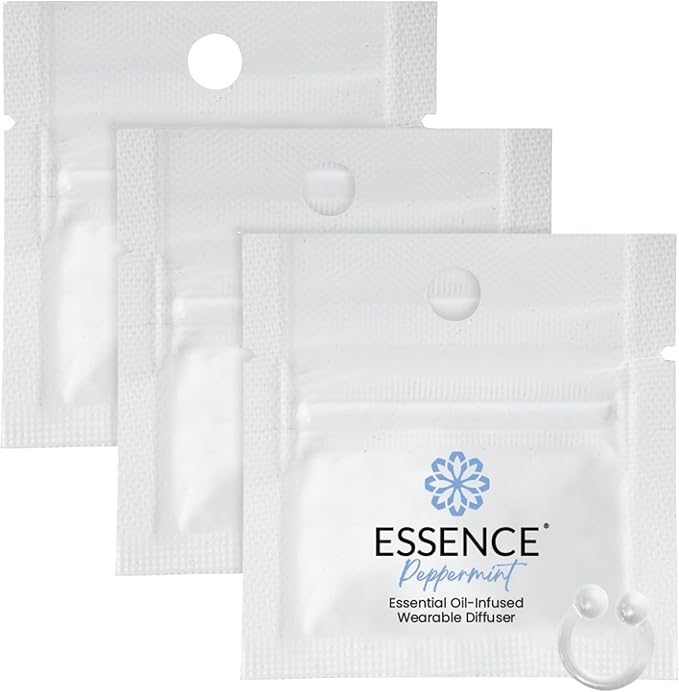 Essence Wearable Aromatherapy Nasal Diffuser – Peppermint Essential Oil Nose Ring Silicone Inhaler for Stress & Mood Support - Made in USA & Travel-Friendly (3 Pack)