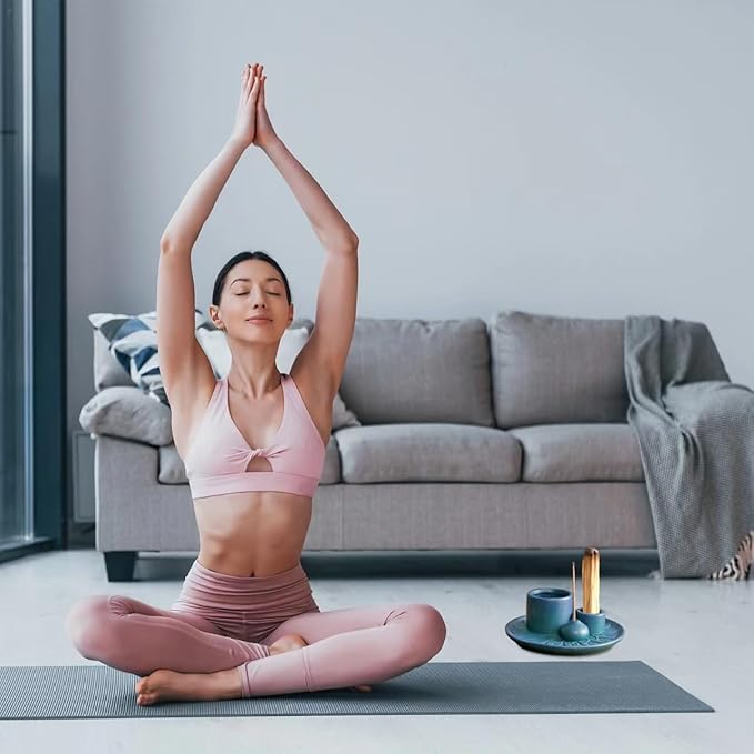 Palo Santo Sticks Holder, Multi-Purpose Handmade Ceramic Incense Burner for Palo Santo Incense Sticks, Sage Holder for Burning, Ash Catcher Tray for Meditation Yoga Room (Blue)