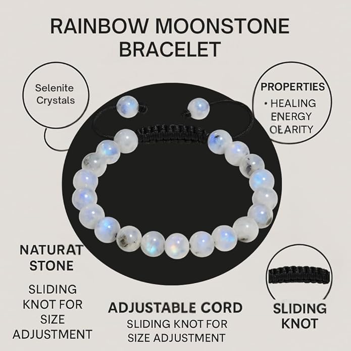 Energy Protection Crystal Handmade Adjustable Bead Bracelet Perfect for Men, Women’s Gift - Gemstone Healing Stretch Bracelet Pulsera Para Hombre Mujer Stocking Stuffer