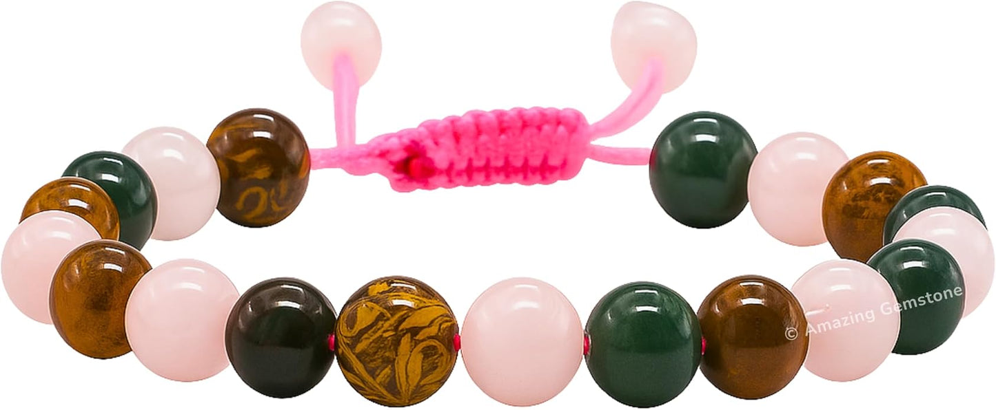 Natural Healing Crystal Bracelet for Women - Mens Bracelet Energy Balancing Gemstones Set - Adjustable Stone Bead Bracelet for Men and Women - Chakra Crystal Therapy Accessory, Meditation