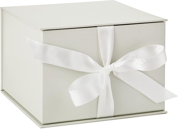 Hallmark Medium Gift Box with Lid and Shredded Paper Fill (Grey White 7 inch Box) for Weddings, Bridal Showers, Graduations, Birthdays, Bridesmaids Gifts, All Occasion (Pack of 12)