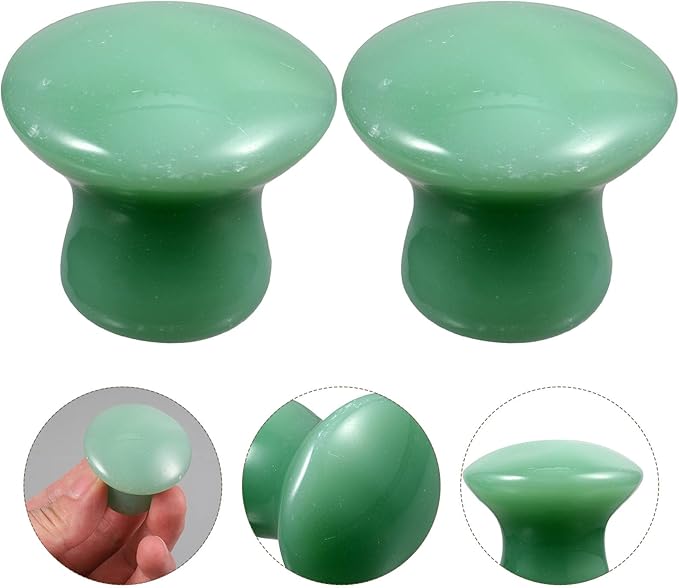 2Pcs Mushroom Head Massage Stone Natural guasha Stone for face Rolling Board Skin Scraping Massage face Sculpting Tool guasha for face spa Jade Plate Aventurine Jade Cosmetic