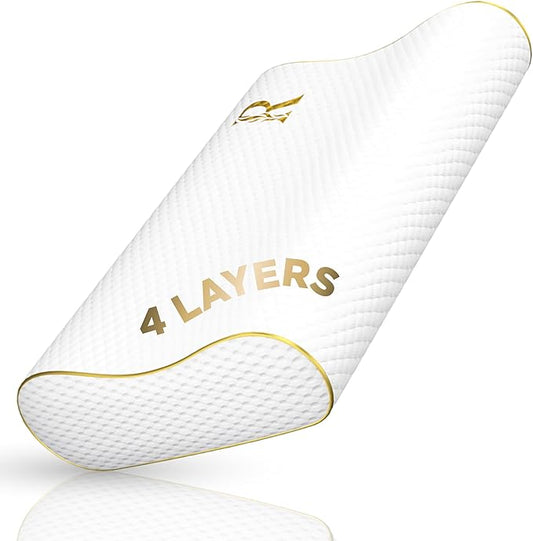 4-Layer Queen, Contour Pillow, Side and Back Sleepers, Orthopedic, Neck Support Pillow, for Neck Pain, CertiPUR-US