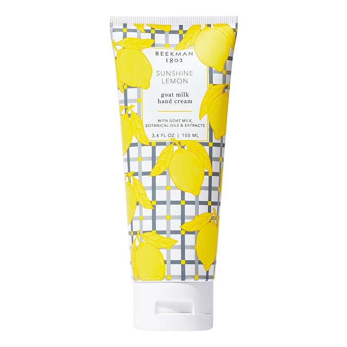 Beekman 1802 Sunshine Lemon Hand Cream - Scented - 3.4 fl oz - Nourishes, Hydrates & Repairs - With Goat Milk, Shea Butter & Glycerin - Non-Greasy - No Irritation - Good for Sensitive Skin