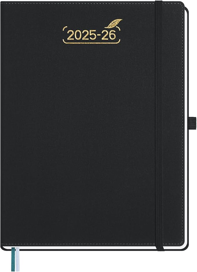 BEZEND 2026 Planner Weekly and Monthly (8.5" x 11"), Large 2-Column Calendar Book (Jul 25-Dec 26), Dual Schedule for Daily Appointment, Inner Pocket & Tabs, PU Leather Hardcover - Black
