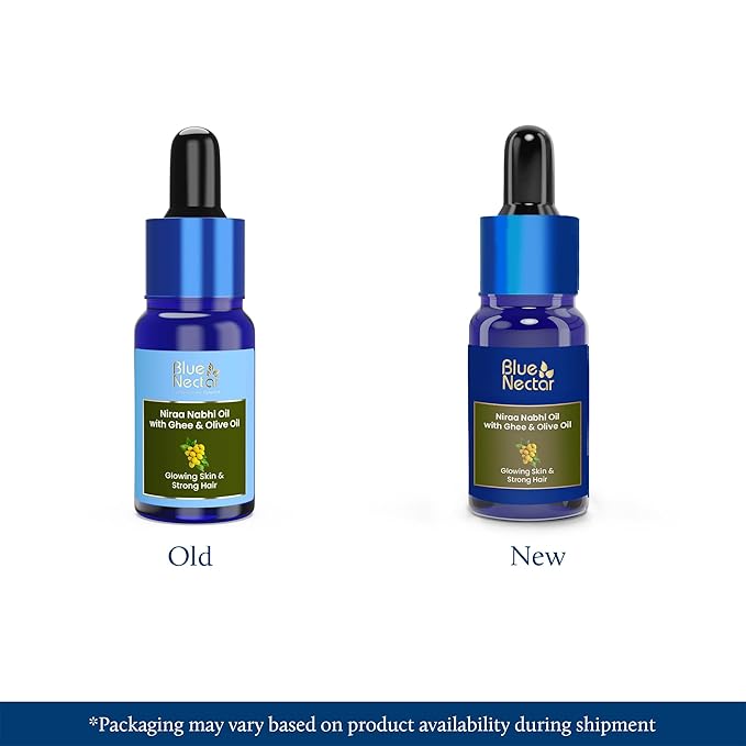 Blue Nectar Ayurveda Navel Oil with Ghee & Olive for Belly Oiling | Natural Belly Button (Nabhi) Oil for Radiant Skin & Deep Hydration (22 Herbs, 0.33Fl Oz)