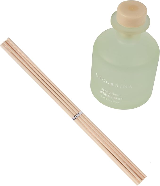 Cocorrína Reed Diffuser - White Lotus 6.76oz Diffuser with Sticks Home Fragrance Essential Oil Reed Diffuser for Home Bedroom Bathroom Shelf Decor Office Decor (Summer Collection)