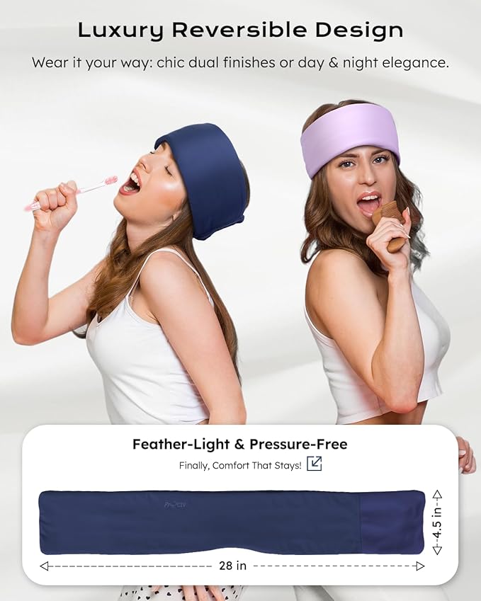 Dual-Sided Sleep Mask for Side Sleepers, Soundless Velcro, Bamboo Fiber & Milk Silk Eye Mask, Zero Pressure Sleeping Mask for Women & Men, Eye Relief Blindfold for Nap, Travel Essentials, Blue