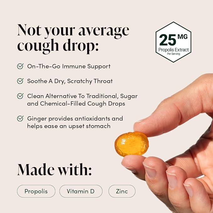 Beekeeper's Naturals Soothing Honey Cough Drops 3 Flavors Pack,Honey,Ginger Lemon & Elderberry Sore Throat Relief Soothing Lozenges with Zinc,Propolis & Vitamin D,42 Ct