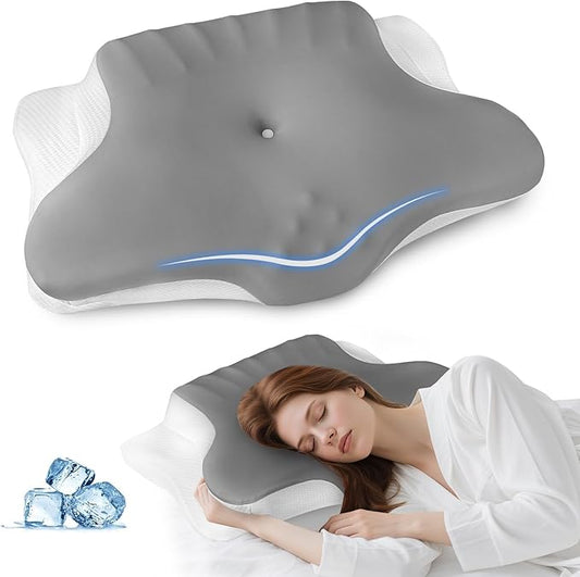 Cervical Pillow for Relieving Neck Pain, Ergonomic Sleep Cervical Pillow, Memory Foam Pillow with Cooling Breathable Pillowcase, Bed Pillow for Side Back Stomach Sleepers