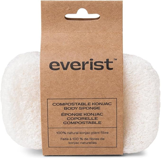 Everist The Compostable Konjac Sponge, 100% Natural Plant-Fiber Cleansing & Reusable Shower Sponge for Smoother Skin, Gentle Exfoliation, 1 Each