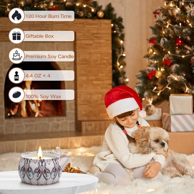 Scented Candle Gifts for Women, 4 Pack 4.4 oz Aromatherapy Candles, Stocking Stuffers for Women, Stress Relief Gifts for Girlfriend, Teacher, Mom, Anniversary, Birthday, Christmas Gift