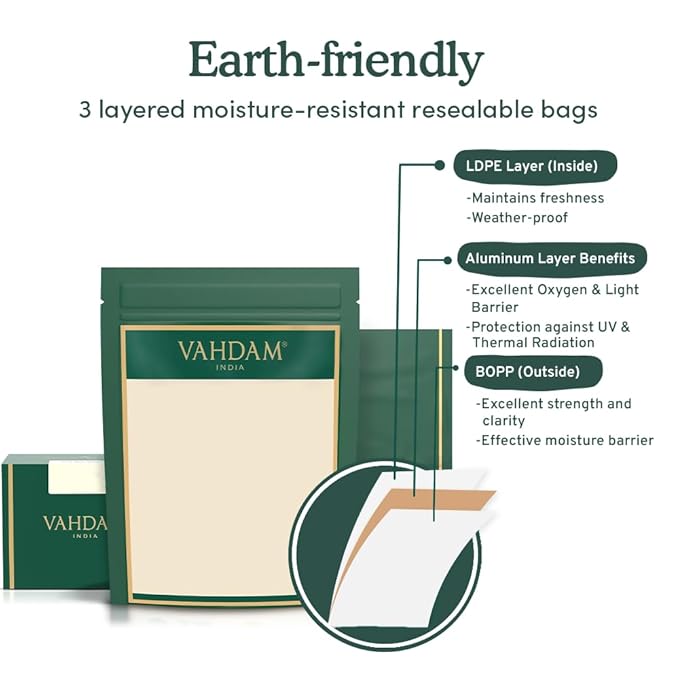 VAHDAM, Turmeric Saffron Herbal Tea Loose Leaf 100g (50 Cups, 3.5oz) Blend Of Turmeric Tea, Saffron Tea & Fresh Spices | Whole Loose-Leaf Tisane | Vacuum Sealed for Freshness