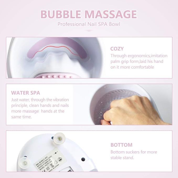 Electric Massage Nail Soaking Bowl, Manicure Hand Bowl Vibration Spa Massage Soak Soothing Relaxing Manicure Machine Soften Cuticles