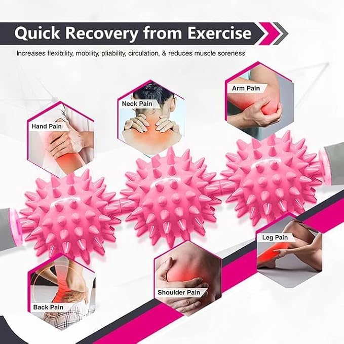 Fascia Muscle Roller, Cellulite Massager Fascia Roller for Cellulite and Sore Muscles, Neck, Leg, Back, Pressure Trigger Point Body Roller Deep Tissue Massage Stick Tools - 3 Massage Balls