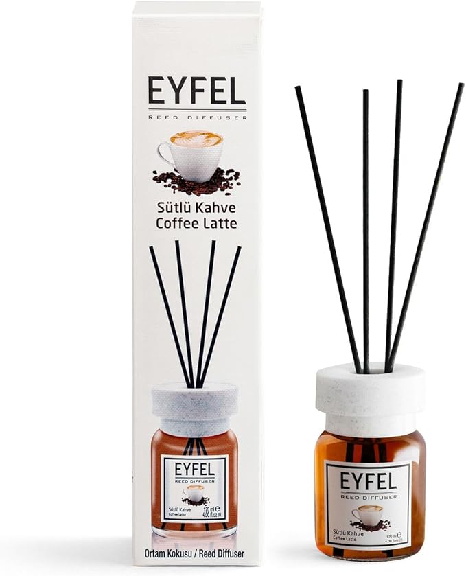 EYFEL Reed Diffusers for Home – Coffee Latte Reed Diffuser Set 4.05 fl oz Oil Diffuser Sticks, Bathroom Diffuser, Oil Reed Diffuser, Scented Sticks, Oil Diffuser Sticks, Authentic