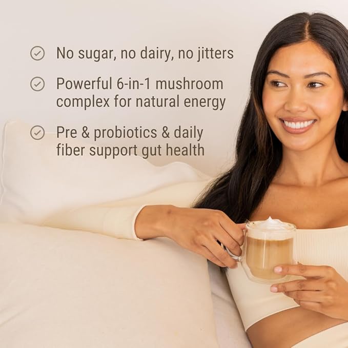 Beyond Brew Vanilla Latte Coffee Alternative - Mushroom Complex w/Lion’s Mane, Reishi, Cordyceps & Chaga for Sustained Focus, Energy & Immunity Support. Prebiotics & Probiotics Support Gut Health (Pa