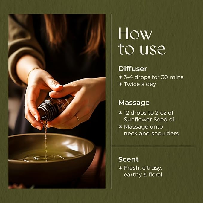 Gya Labs Peace Essential Oil Blend for Diffuser, Aromatherapy, Candle Making & DIY - Ingredients of Frankincense, Grapefruit & Patchouli (0.34 Fl Oz)