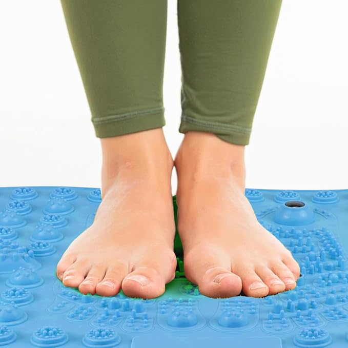 Feet Massage Pad Massager Tool Foot Acupressure Mat Pressure Relief Pad Foot Acupressure Cushion Shiatsu Reflexology Massager (Blue)