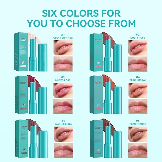 4 PCS Lip Tint Hydrating, Moisturizing Tinted Oil Balm, Stain Peel off Lipstick Gloss Set, Long Lasting Waterproof Non-stick Natural Ingredients Moisture Makeup Cup for Women(Muted Rose)