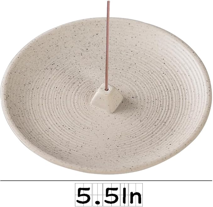 Incense Holder Ceramic Incense Burner Simple Style Incense Sticks Holder Insence Tray for Set for Office Yoga and Livingroom (White)