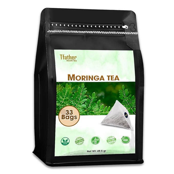 Moringa Loose leaf Tea Bags Pyramid with String - Resistance & Immune Support, Lower Blood Pressure & Sugar, Reduce Cholesterol, Cool Liver - Delicate of Green Tea - Pure Natural Moringa Leaves