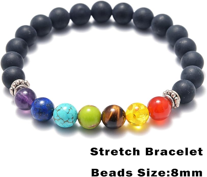 AD Beads 2Pcs His & Hers Distance Beads Bracelets Elastic Natural Stone Yoga Bracelet