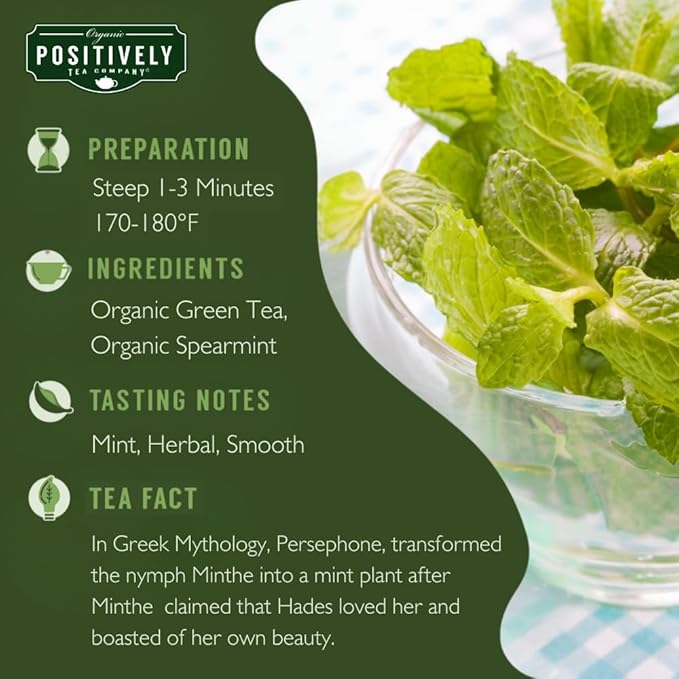 Organic Positively Tea Company, Spearmint Green Tea Bags, 20 Count