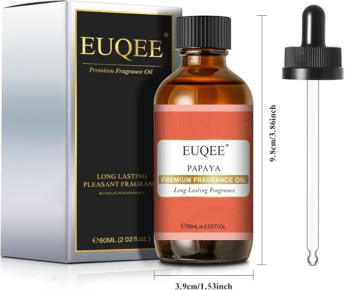 EUQEE Papaya Fragrance Oil, Premium Fragrance Essential Oil with Glass Dropper for Aromatherapy, Soap Candle Making - 2.02 Fl oz/ 60ml