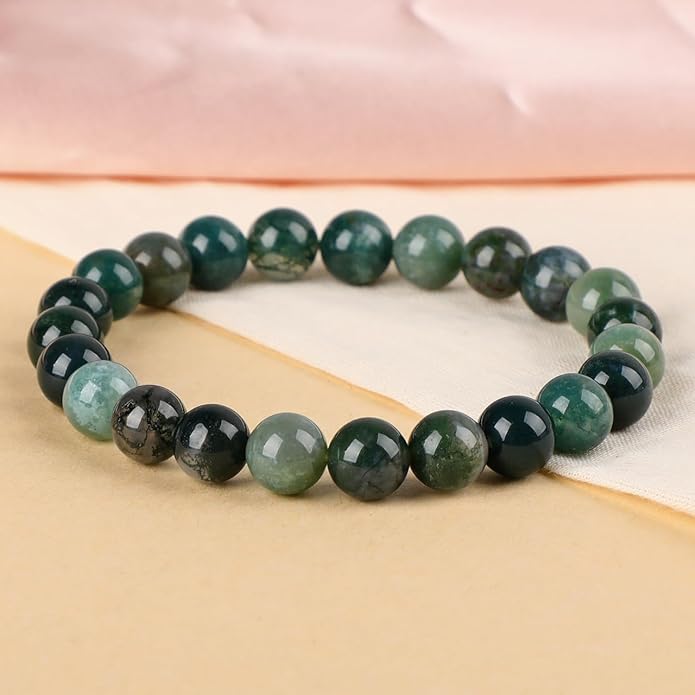 LPBeads Handmade Natural Gemstone Stretch Elastic Bracelet Healing Crystal Round Stone Beads Jewelry Gifts for Women Men