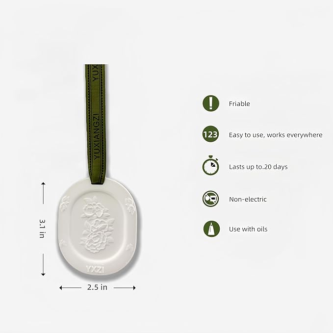 Essential Oil Diffuser, 3pcs Plaster Passive Essential Oil Diffuser for Armoire, Cars, Bathroom Etc. Non-Electric, Battery-Free, Improves Sleep, and Relieves Stress, Sage Green