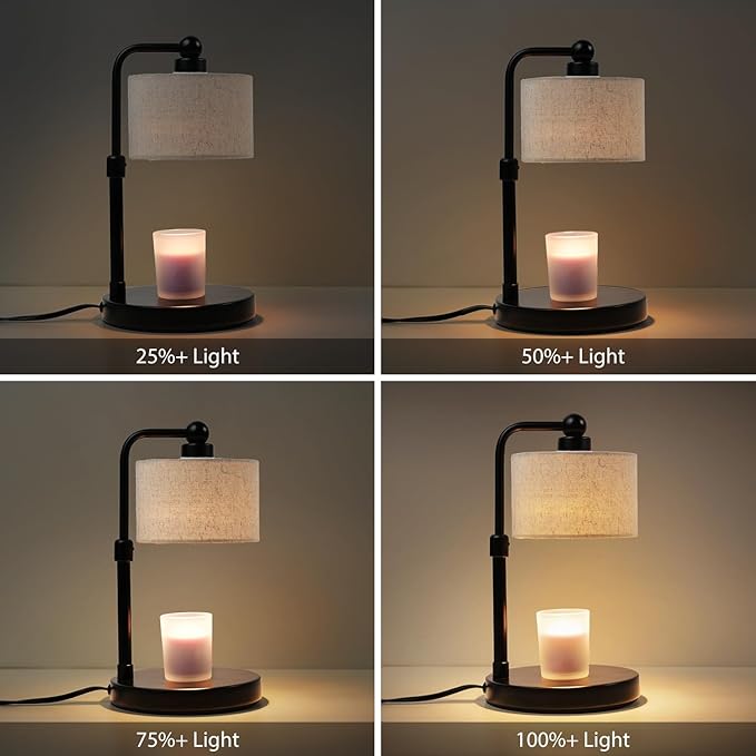 Candle Warmer Lamp with Timer,Dimmable Candle Wax Warmer, Height Adjustable Electric Candle Lamp Warmer with 2 Bulbs, Birthday Gifts for Women Mom House Warming,Vintage Home Decor for Bedroom