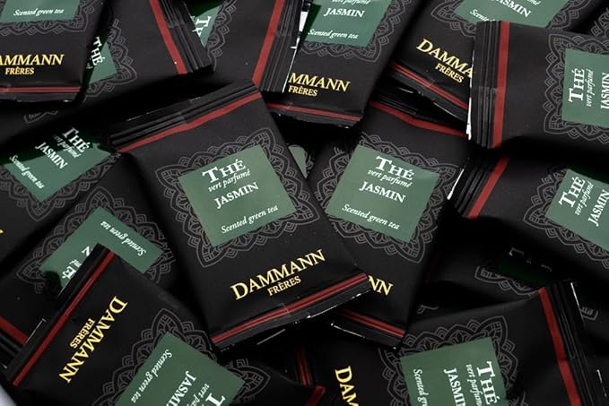 Dammann Freres Sachets, Vert Au Jasmin Tea Bags, Premium Gourmet French Jasmine Green Tea, Individually Wrapped, 24 Count (Single Pack)