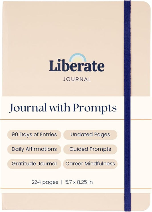 Liberate Daily Gratitude Journal – Guided Mental Fitness Journal for Self-Care, Reflection with Prompts – Undated, 90-Day, Daily Journal - As Seen on Shark Tank